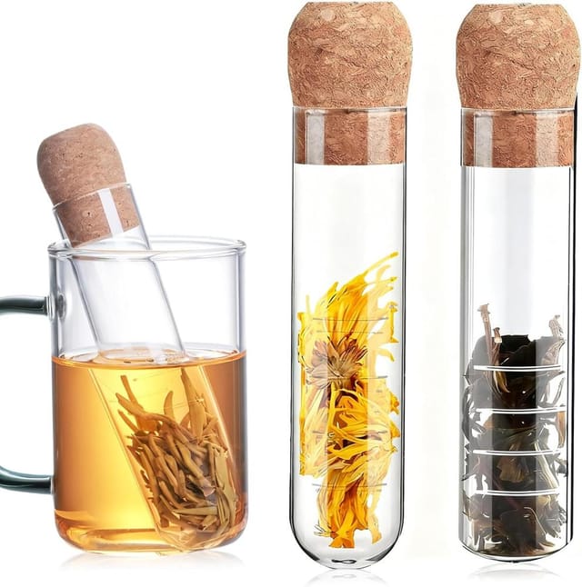 2er Set Glas-teefilter Mit Transparentem Sieb, Wiederverwendbarer Teeaufguss Fur Die Tasse