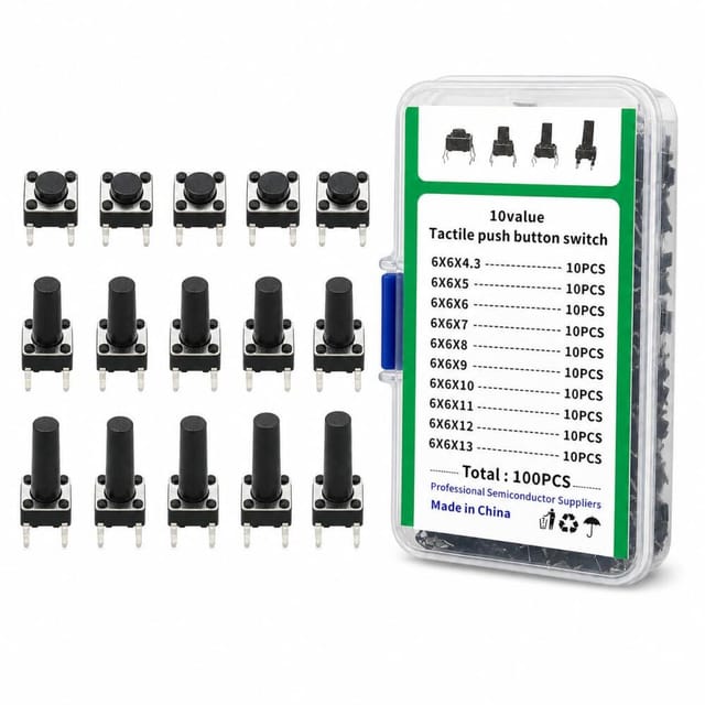 100er Takt-taster 10 Werte 6x6mm, Lange Beine, 4 Pin, Für Audio-geräte, Momentaner Kontakt Reparatur