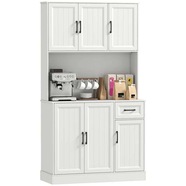 Küchenschrank Hochschrank 6 Türen, Pantry-schrank 100x39,5x180,5 Cm, Weiß, Ergonomisch Und Komfortabel Für L