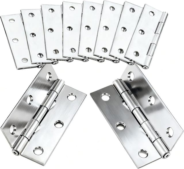 10er Pack Edelstahl Scharniere 75x50mm, Möbelbeschlag Haus, Schranktür Robust Werkstatt