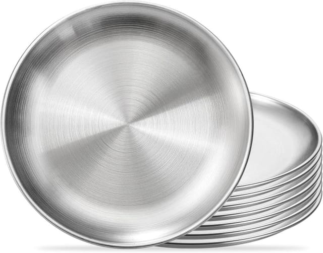 8er Pack Edelstahlteller 20 Cm, Rund Servierteller Robust Picknick Robust Und Langlebig