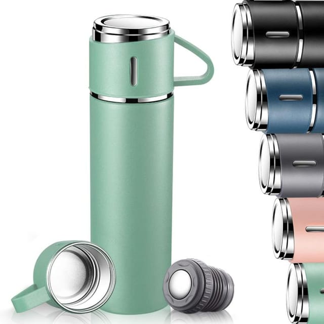 Isolier-trinkflasche Wandern Smaragdgrün, Auslaufsicher Mit Becher Deckel Bpa-frei, Edelstahl Für Sport