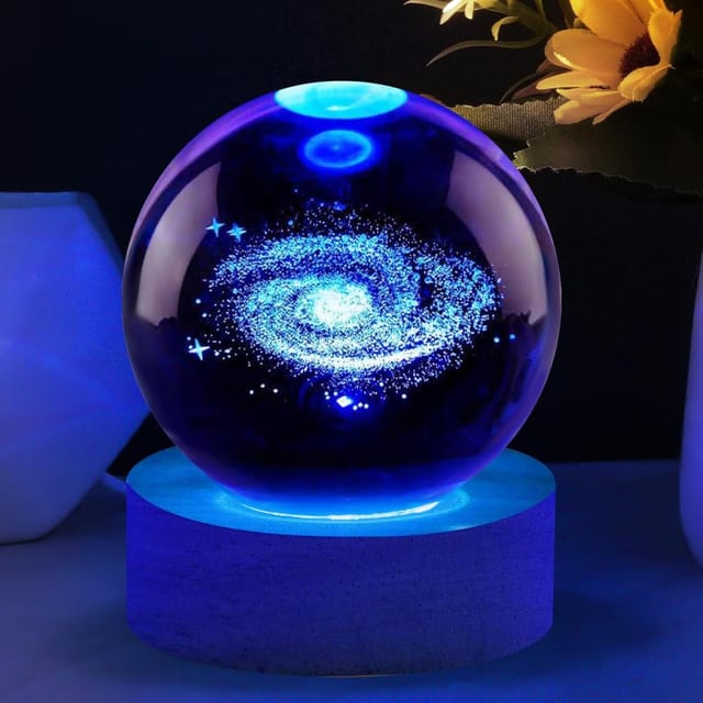 3d Kristallkugel Nachtlicht Galaxie, Schreibtisch Deko, Gravierte Glas Lampe, Geschenk Für Kinder