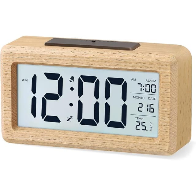 Lcd-wecker Digitaluhr, Digitaler Wecker Aus Naturmaterial, Einfach Bedienen Tisch Büro Nachttisch Reise