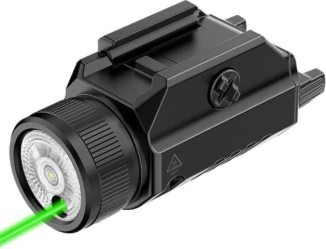 Picatinny Taschenlampe 1200 Lumen Mit Grünem Laser Combo, Externer Akku Wiederaufladbar, Taktische
