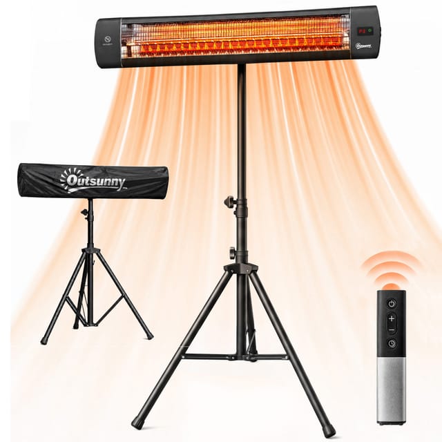 Infrarotheizung Stand-heizstrahler 2500 W, Mit Rollen, Thermostat, Fernbedienung, Überhitzungsschutz, Weiß