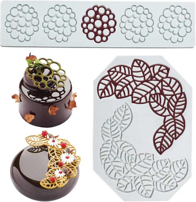 2er Pack Silikon Spitzenmatten Blätter, Tortenspitze Für Backen Für Terrasse Und Balkon