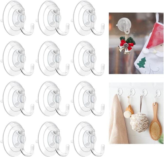 12er Set Saugnäpfe Haken Ohne Bohren, Wasserfeste Pvc Duschhaken, Starke Wandbefestigung Für Handtücher Im Bad