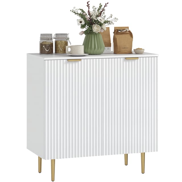 Sideboard Küchenbuffet 2 Türen, Aufbewahrungsschrank 80x40x80 Cm, Weiß, Mit Sicheren Details Für Haushalt U