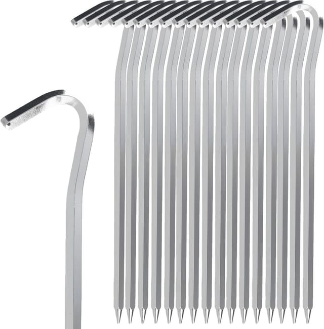 16er Set Robuste Lange Zeltnagel Aus Aluminium, Solide Verankerung Fur Camping, Sand Und Erde