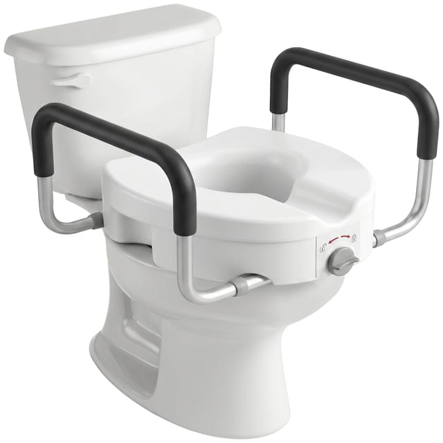 Wc-sitzerhöhung Mit Armlehnen Und Verstellbarer Breite, Toiletten-aufsatz Bis 136 Kg, Weiß, Für Senioren