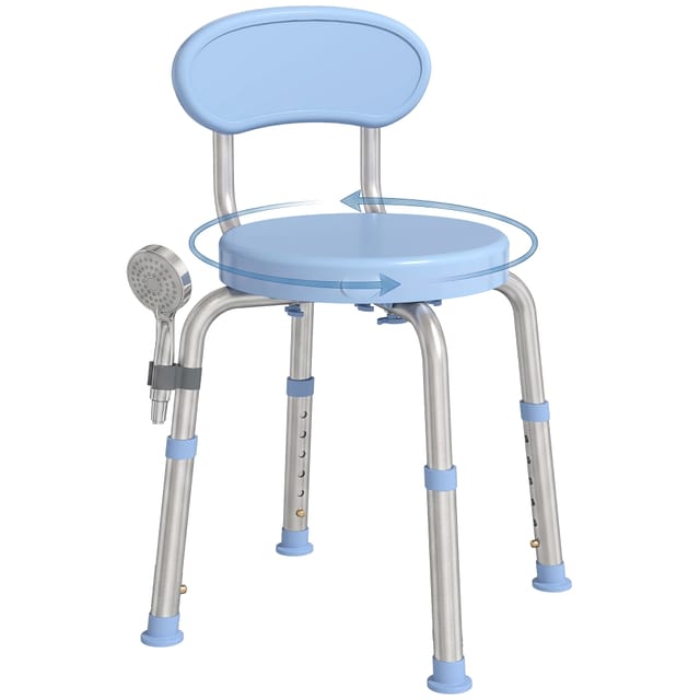 Duschhocker Schwenkbar Mit 360°-drehfunktion Und Haltegriff, Rutschfester Badehocker, Weiß, Bis 130 Kg