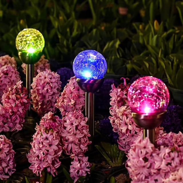 3 Solar Kugelleuchten Für Garten, Wegbeleuchtung Landschaft, Automatically Outdoor Deko, Warmes Licht