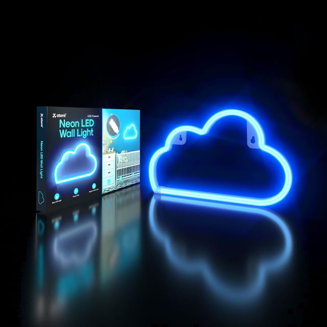 Neon-led-wolken-wanddekoration – Babyblau