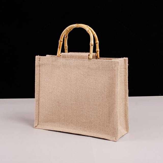 Tragbare Schultertasche, Tragetasche Aus Natürlichem Jute, Perfekt Zum Einkaufen, Picknicken, Verschenken, Reisen, Strand – 31 X 39 X 15 Cm