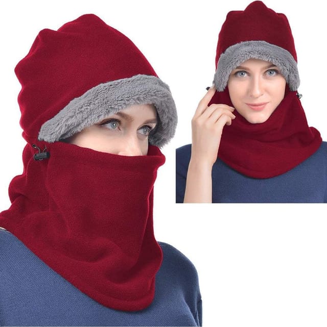 Winter Fleece Kapuze Thermo-skimaske Kaltwetter-gesichtsbedeckung Mützen Unisex (rot)