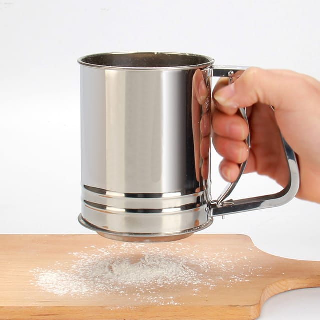 500-ml-mehlsieb, Backbecher, Edelstahl-mehlsieb, Silber, Zum Sieben Von Mehl, Kakaopulver Und Puderzucker