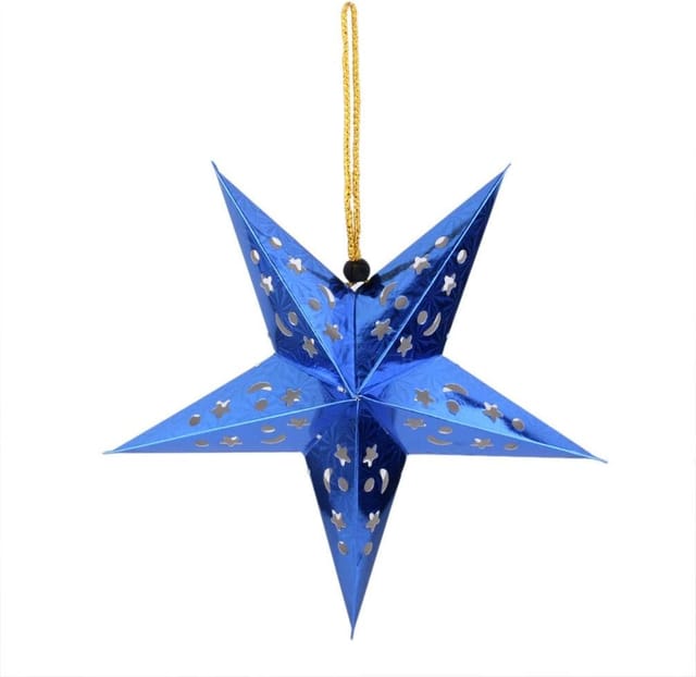 45 Cm Große Led-hängelampenschirme Aus Papiersternen, Ideal Für Weihnachten, Hochzeiten, Partys, Spielhallen Und Bars, 3-teilig, Blau