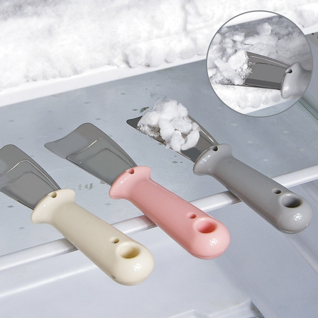 Küchenreinigungsgerät Tragbares, Nützliches Kühlschrankzubehör 1 Stück Abtaulöffel Edelstahl Gefrierschrank Eiskratzer Abtauwerkzeug (rosa)