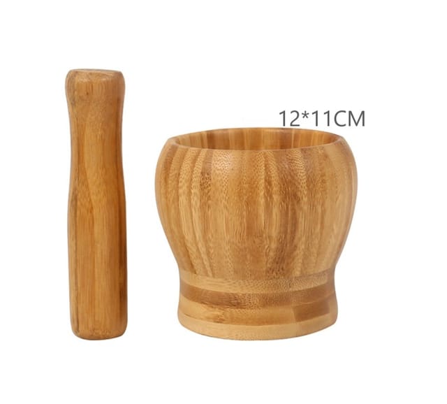 Mörser- Und Stößel-set Aus Holz – Kleiner Mörser Und Stößel, Ideal Zum Zerkleinern Von Gewürzen, Kräutern Und Knoblauch – Langlebiger Mörser Und Stößel Mit Ergonomischem Design (12 X 11 Cm)