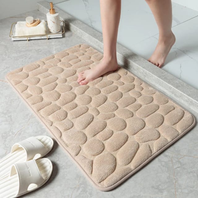 Kieselsteinförmige, Geprägte Badematte, Rutschfeste Badmatte, Waschbecken- Und Badewannenmatte, Fußmatte Für Den Duschbereich, Türmatte Aus Memory-schaum, 40 X 60 Cm, Khaki