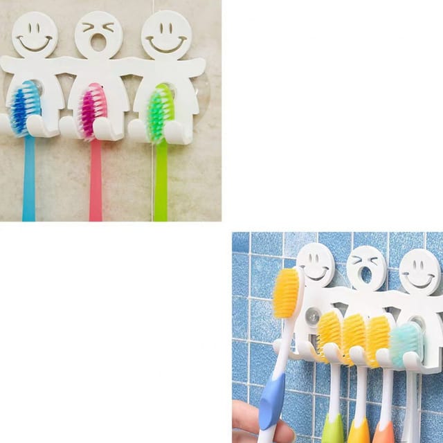 Niedlicher Zahnbürstenhalter Mit Saugnapf Für Die Badezimmerwand, Smiley-emoji-deko, 2 Stück