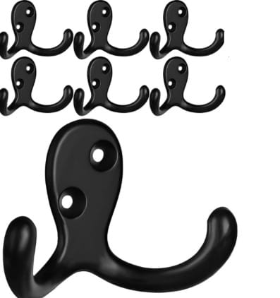 Stück Retro-doppelkleiderhaken Aus Metall, Schwarze Retro-garderobe Für Bad Und Küche, 51 X 38 Mm