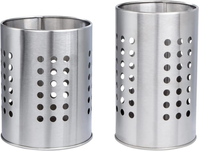 Besteckabtropfgestell, 2-teiliger Runder Edelstahl-besteckhalter, Aufbewahrungsbox Für Küchenutensilien (silber)