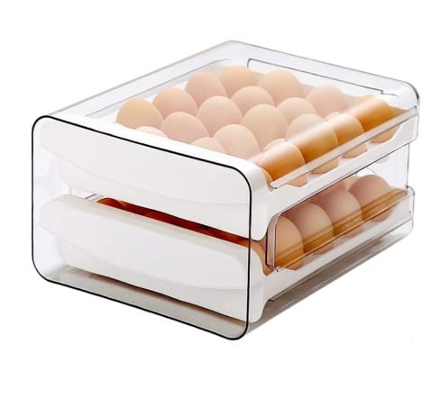 Eierablage Für Den Kühlschrank, 32 Fächer/2 Ebenen, Eierbehälter Für Den Kühlschrank, Eierschublade Für Den Kühlschrank, Aufbewahrungsbox Für Frische Eier Für Den Kühlschrank (1 Stück), Weiß