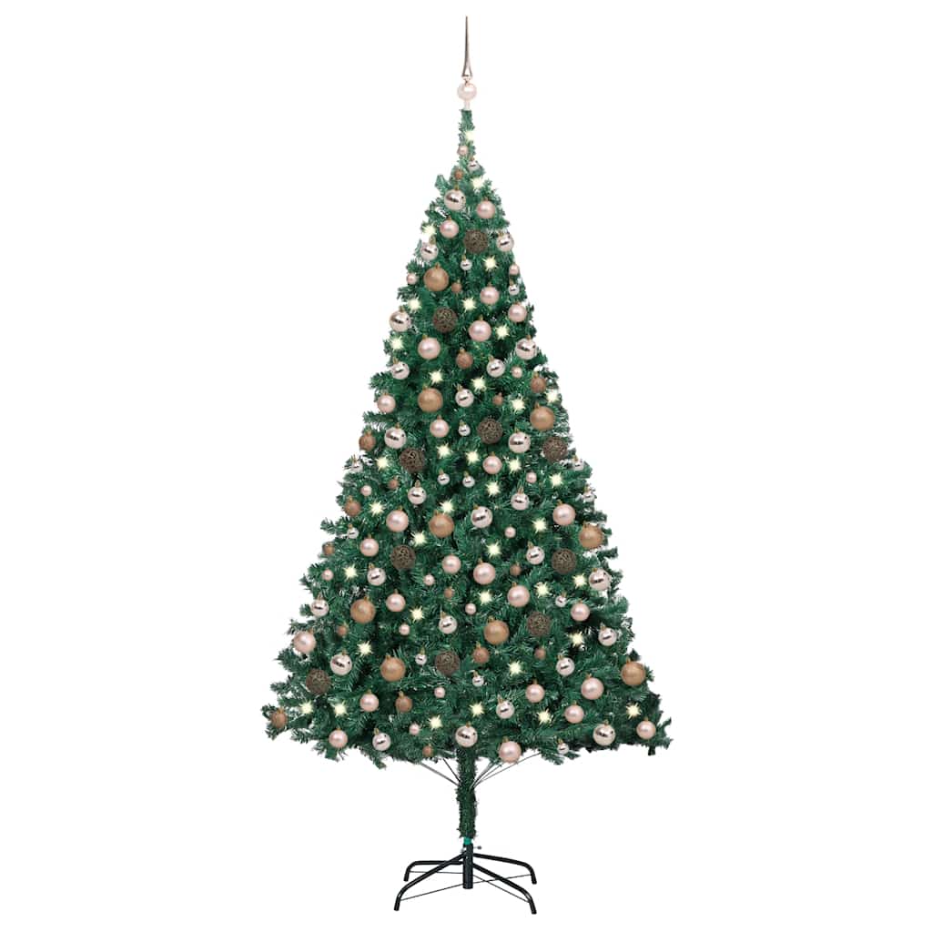 Vidaxl Vorgeleuchteter Künstlicher Weihnachtsbaum Mit Grünen Kugeln 240 Cm