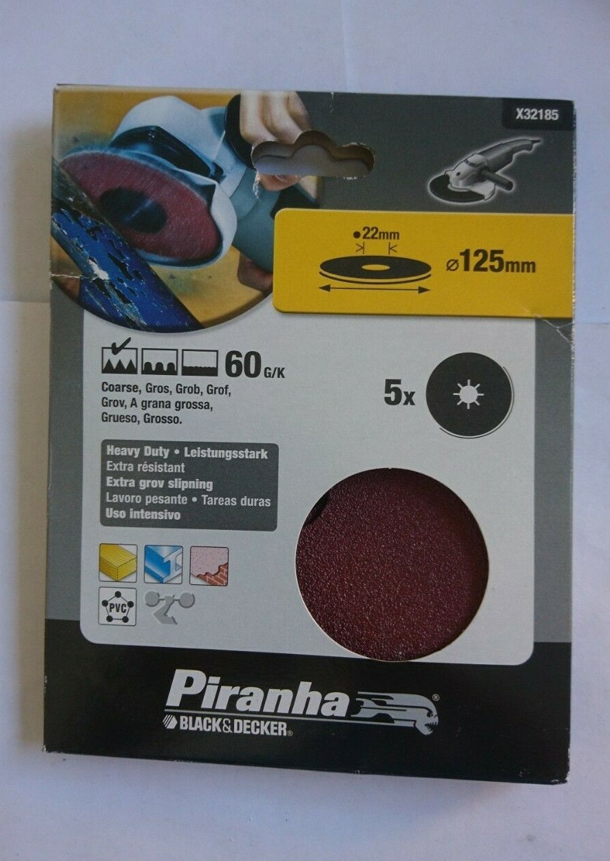 Black & Decker Schleifscheiben Ø125mm 5 Stück K60 für Excenterschleifer