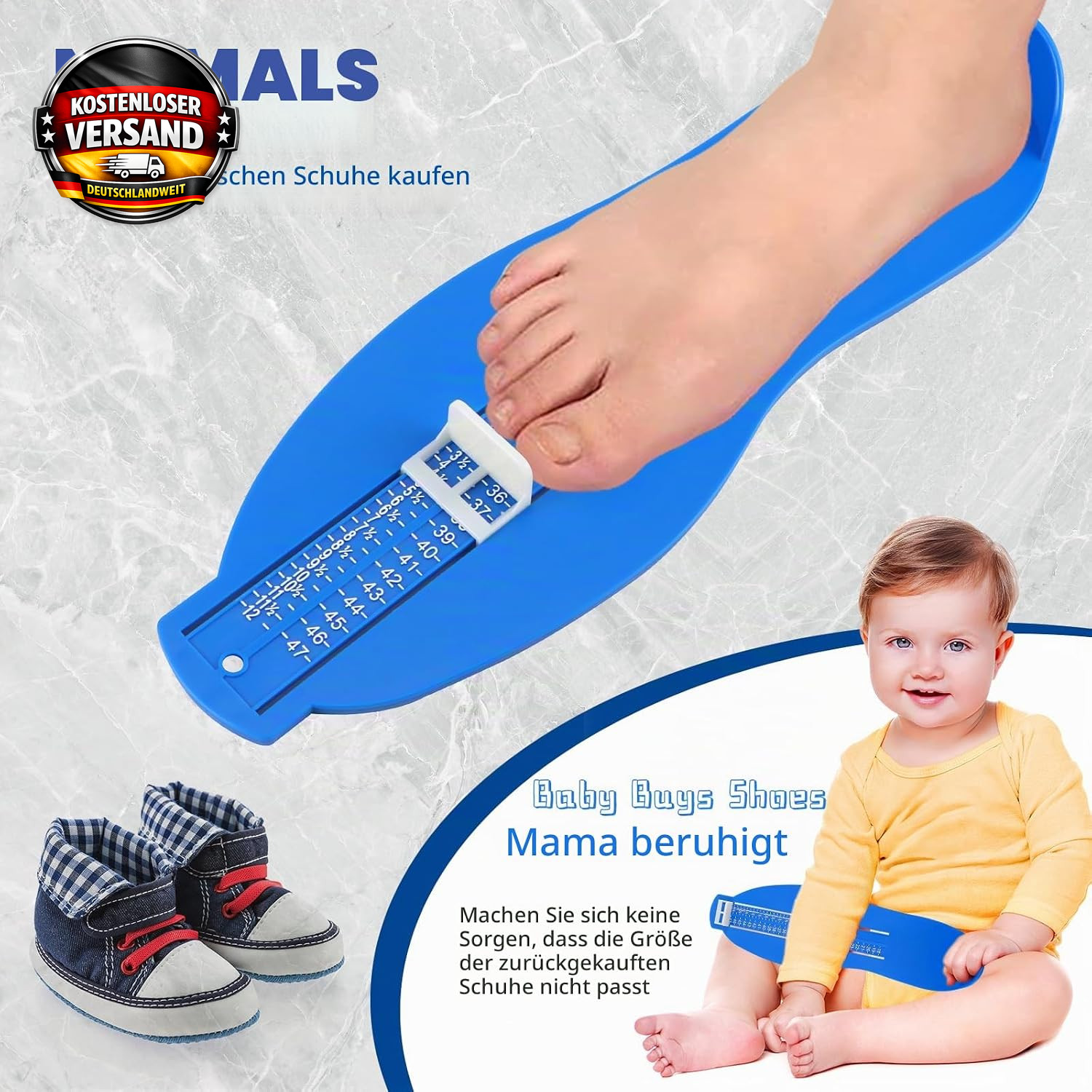 Fußmessgerät für Schuhgrößen Messgerät mit verstellbarem Maßband für präzises Me