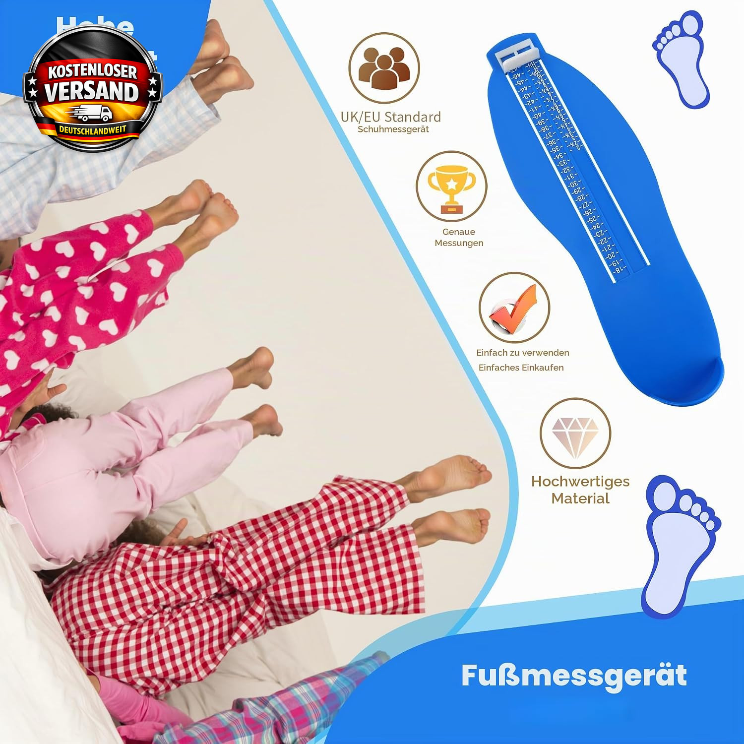 Fußmessgerät für Schuhgrößen Messgerät mit verstellbarem Maßband für präzises Me Bild 6