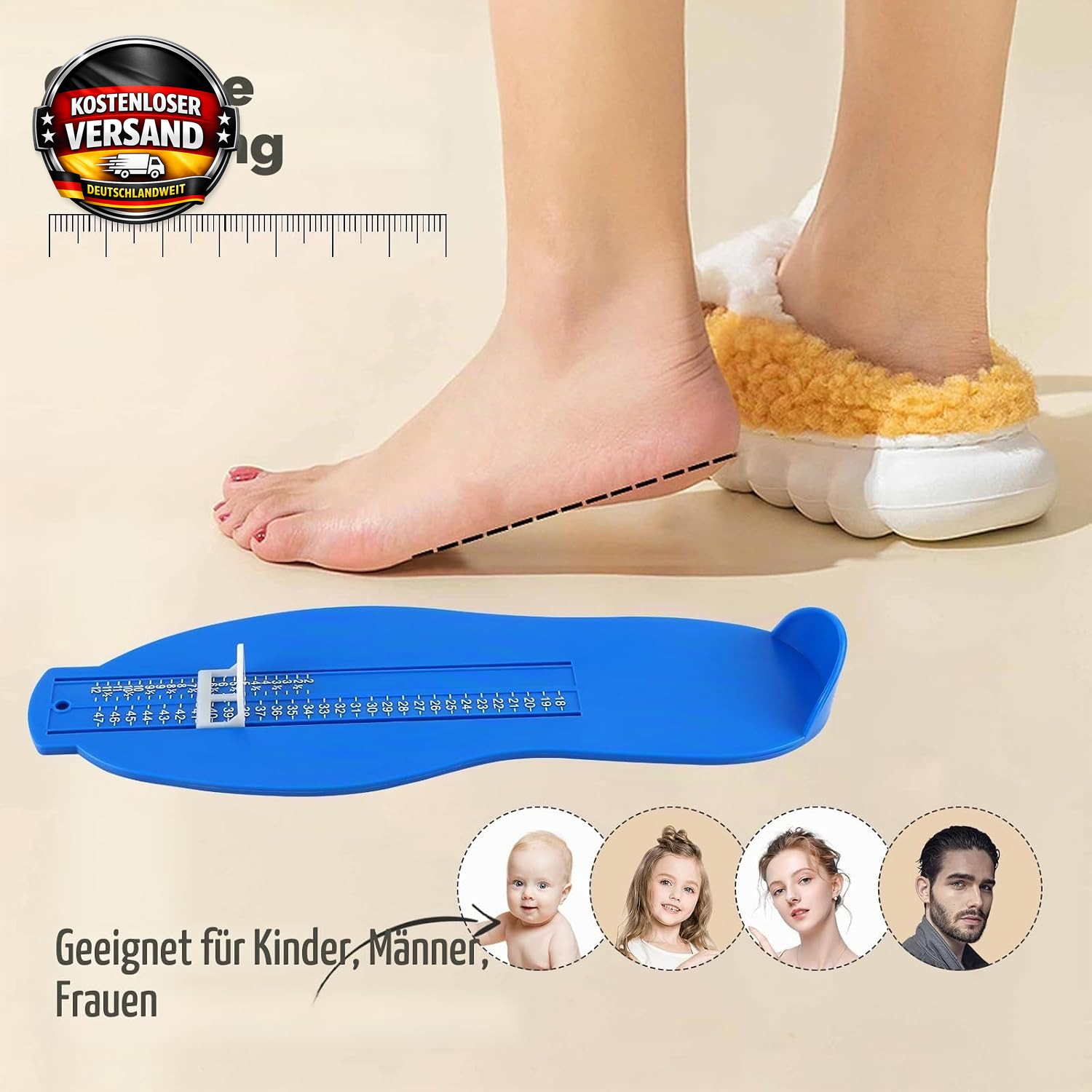 Fußmessgerät für Schuhgrößen Messgerät mit verstellbarem Maßband für präzises Me Bild 7