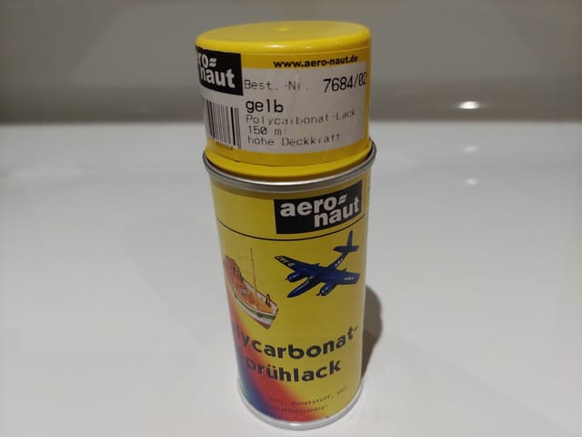 Polycarbonat-Sprühlack Lexan gelb 150ml Aeronaut 768402 EAN: 4012230088860