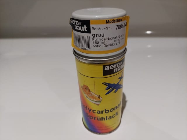 Polycarbonat-Sprühlack Lexan grau 150ml Aeronaut 768404 EAN: 4012230088884