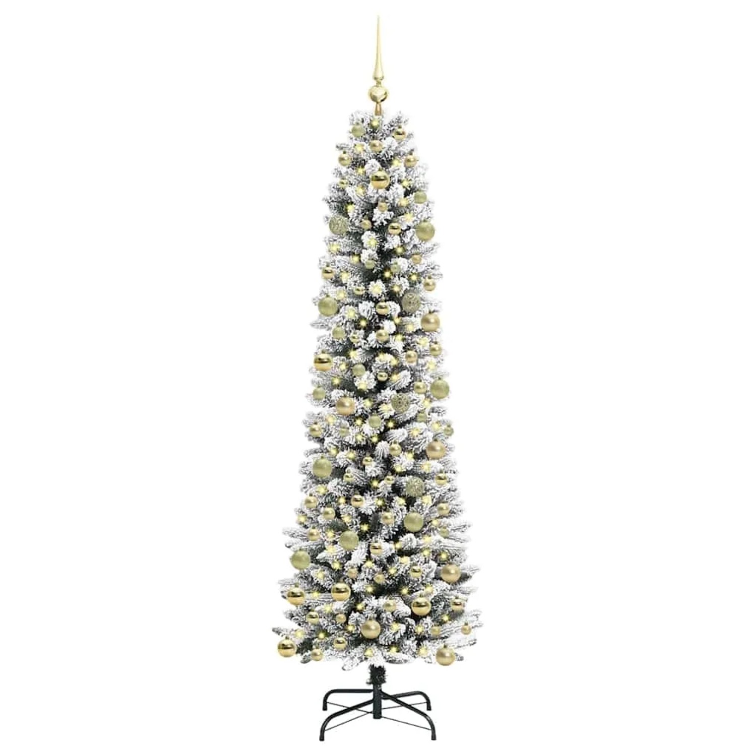 vidaXL Künstlicher Weihnachtsbaum mit 300 LEDs Grün und Weiß 210 cm 3396121