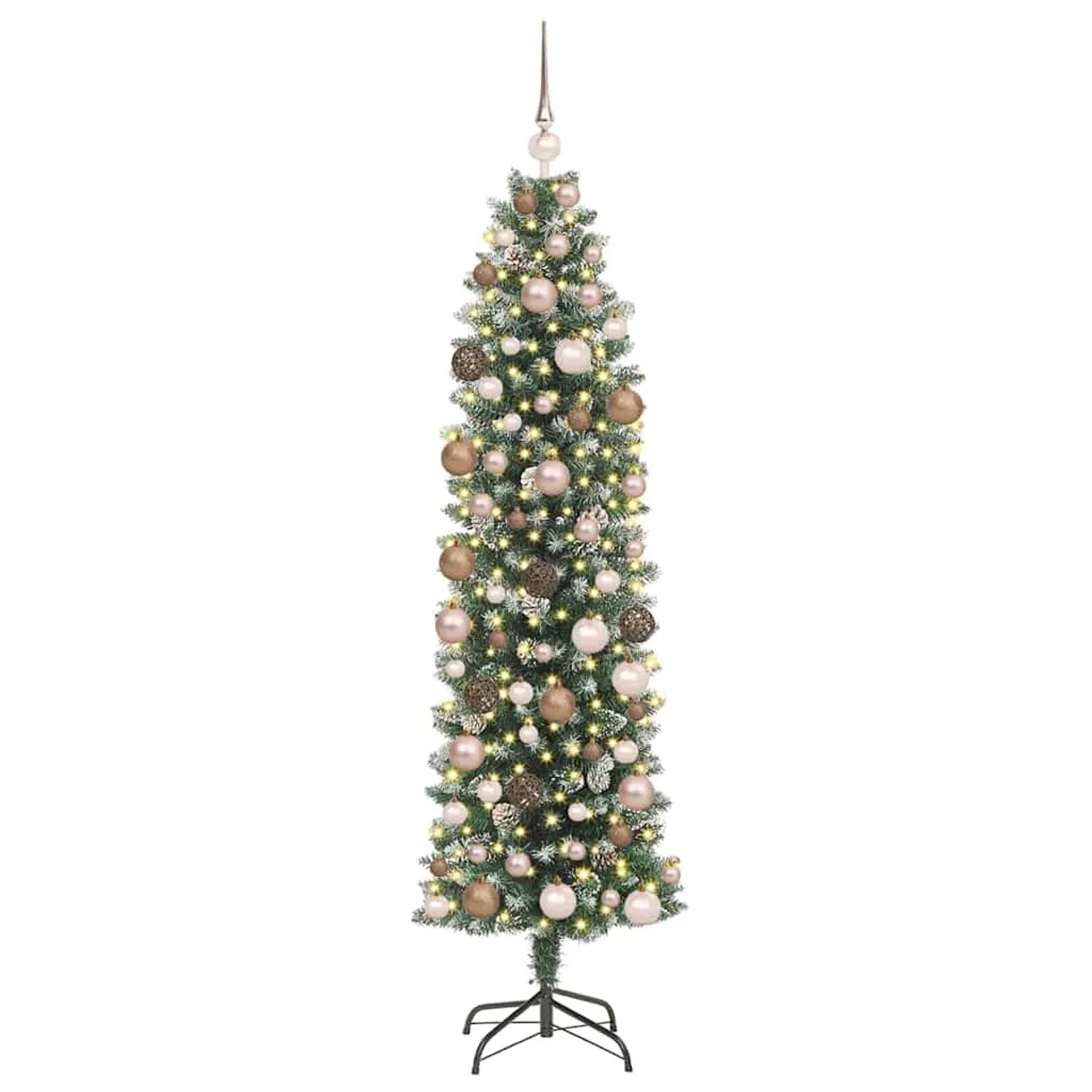 vidaXL Künstlicher Schlanker Weihnachtsbaum mit 300 LEDs Grün 180 cm 3395291