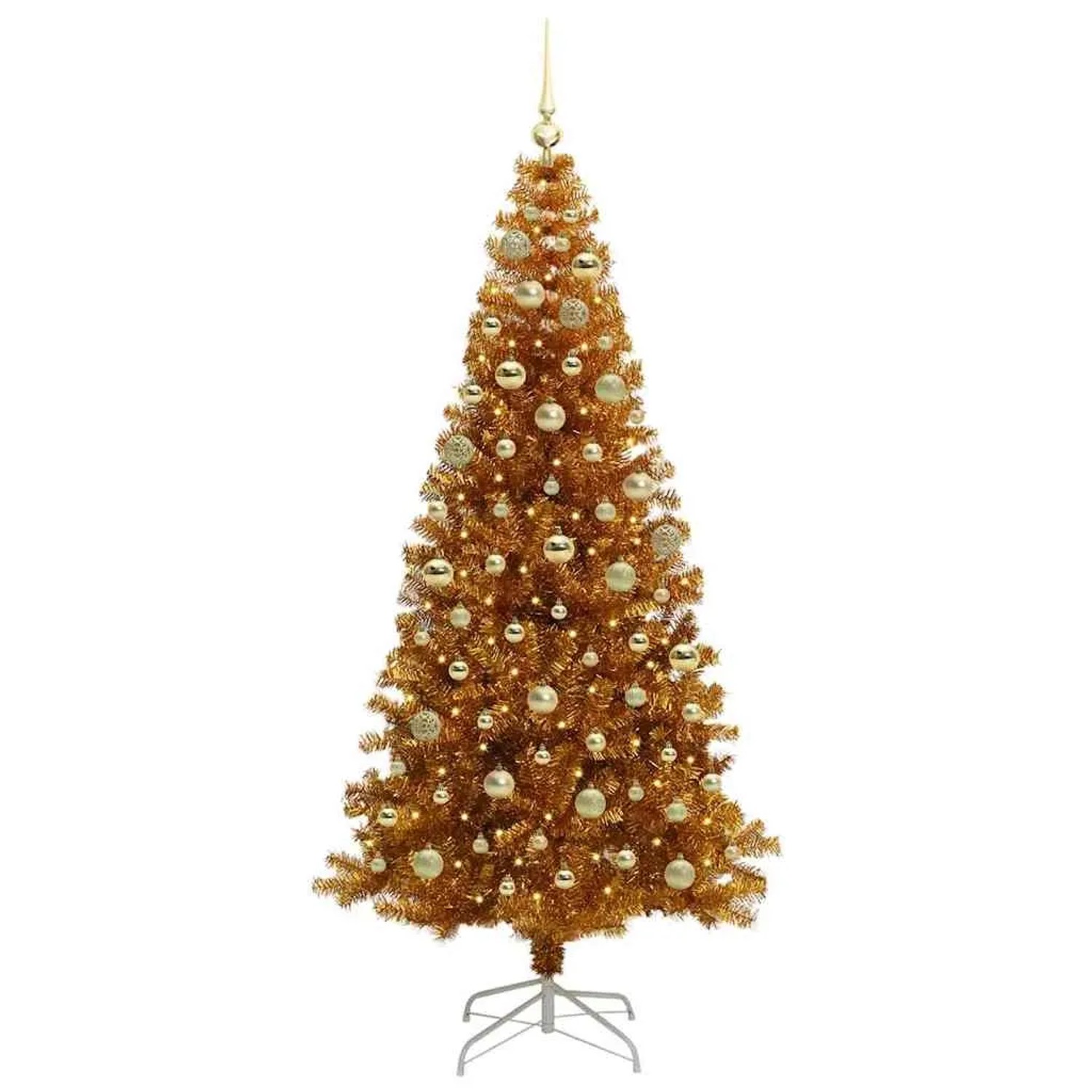 vidaXL Weihnachtsbaum mit 300 LEDs mit Ständer Gold 180 cm PET 3396629