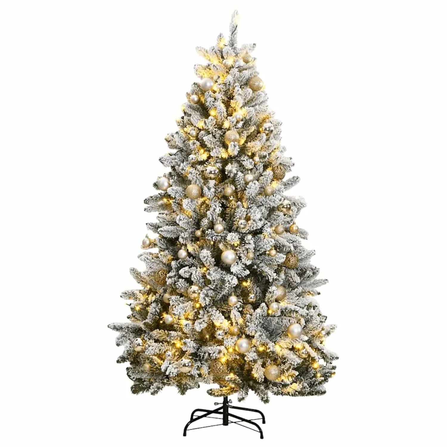 vidaXL Künstlicher Weihnachtsbaum Klappbar 300 LEDs & Kugeln 240 cm 3210158