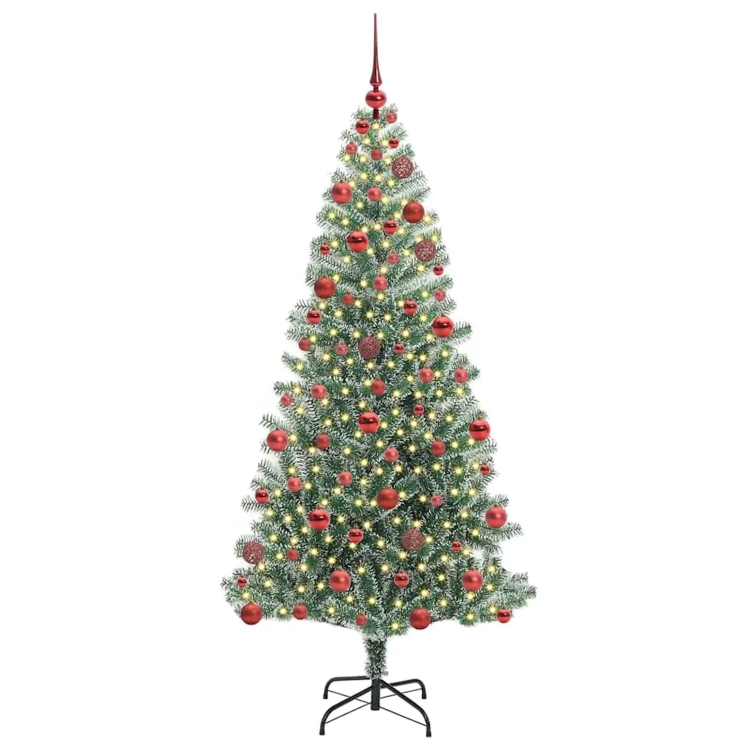 vidaXL Künstlicher Weihnachtsbaum Beschneit mit LED Licht 180 cm 3396815