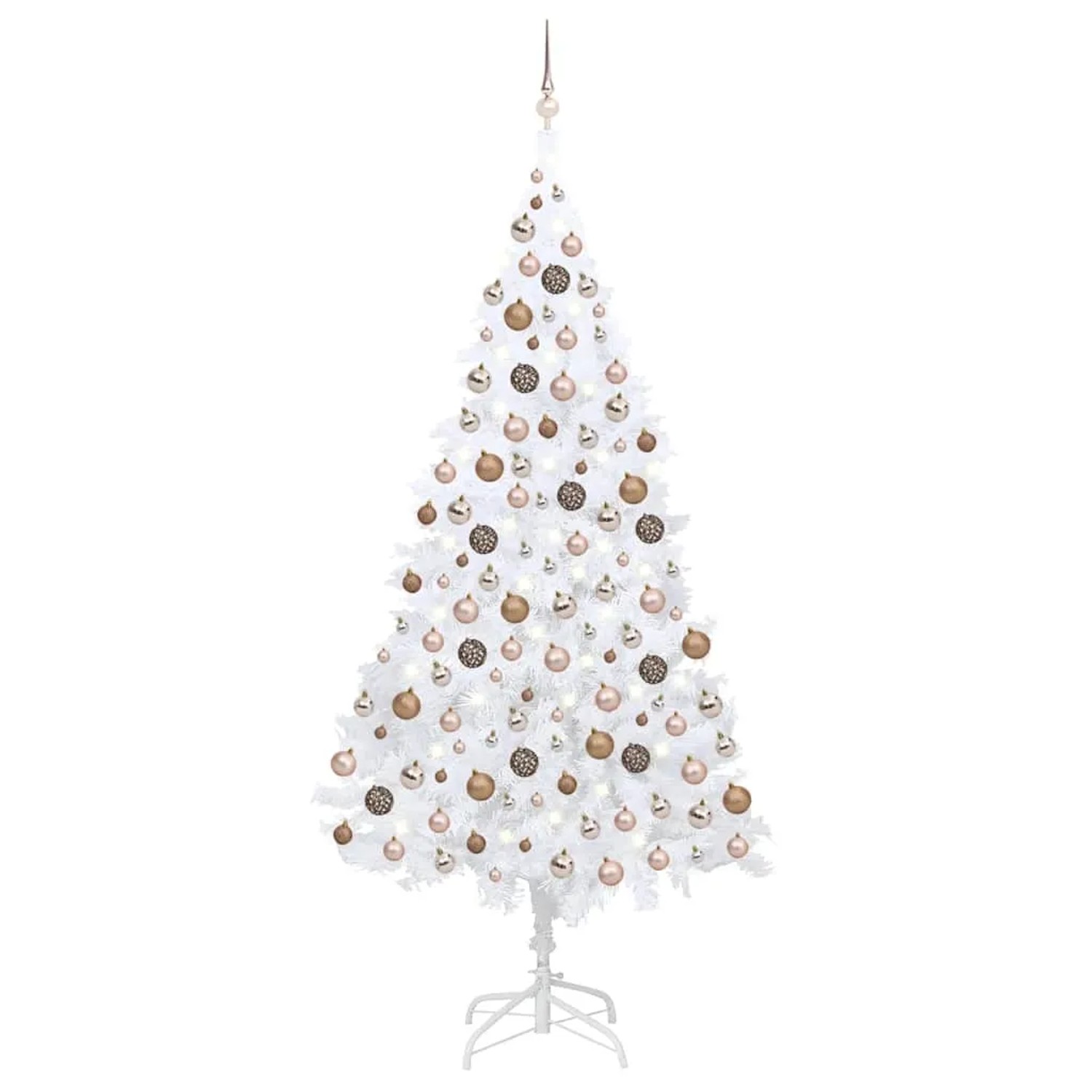 vidaXL Künstlicher Weihnachtsbaum mit Beleuchtung & Kugeln Weiß 240 cm 3077629