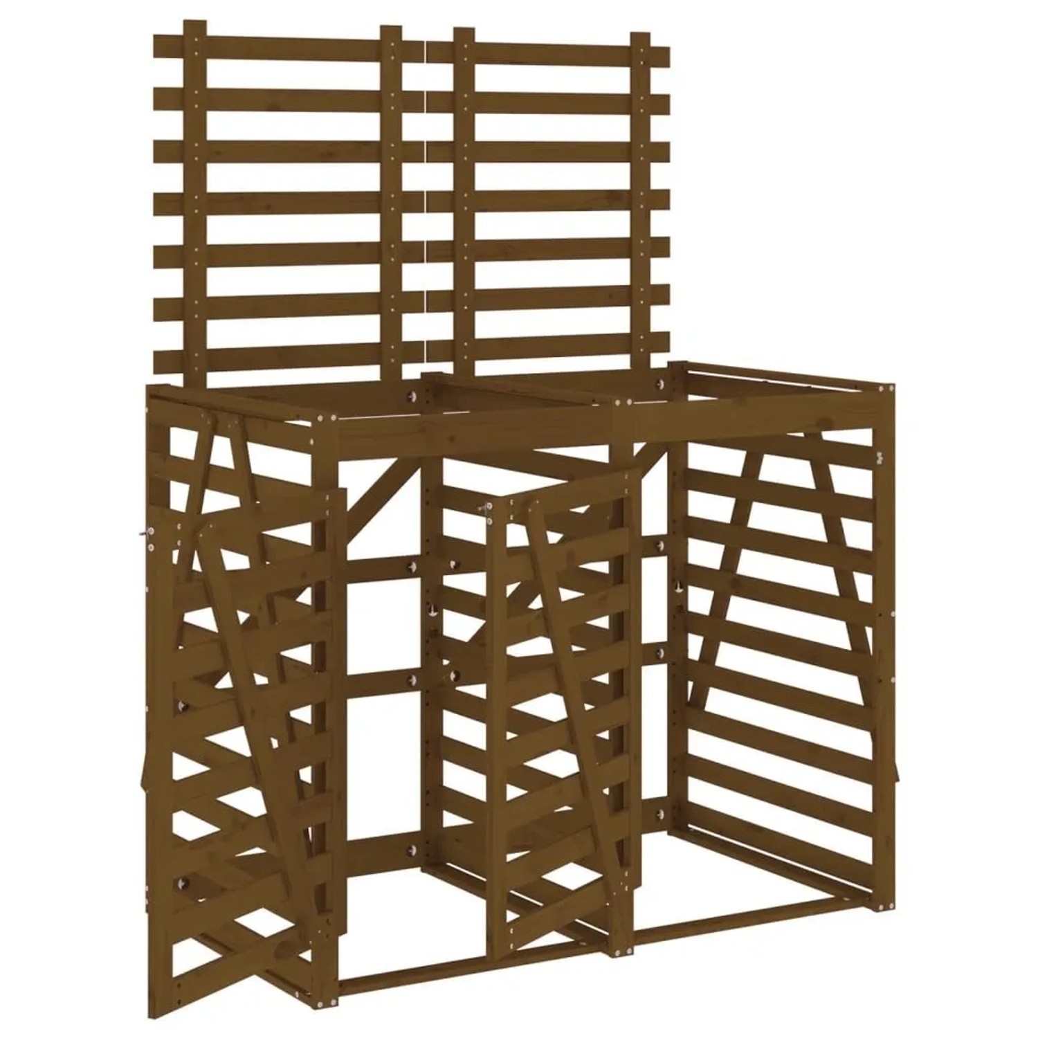 DELUKE 2er Mülltonnenbox Kiefernholz BOUMI 162x91,5x128,5cm Braun Mülltonnenverkleidung Für 2 Tonnen Müllbox Aus Holz