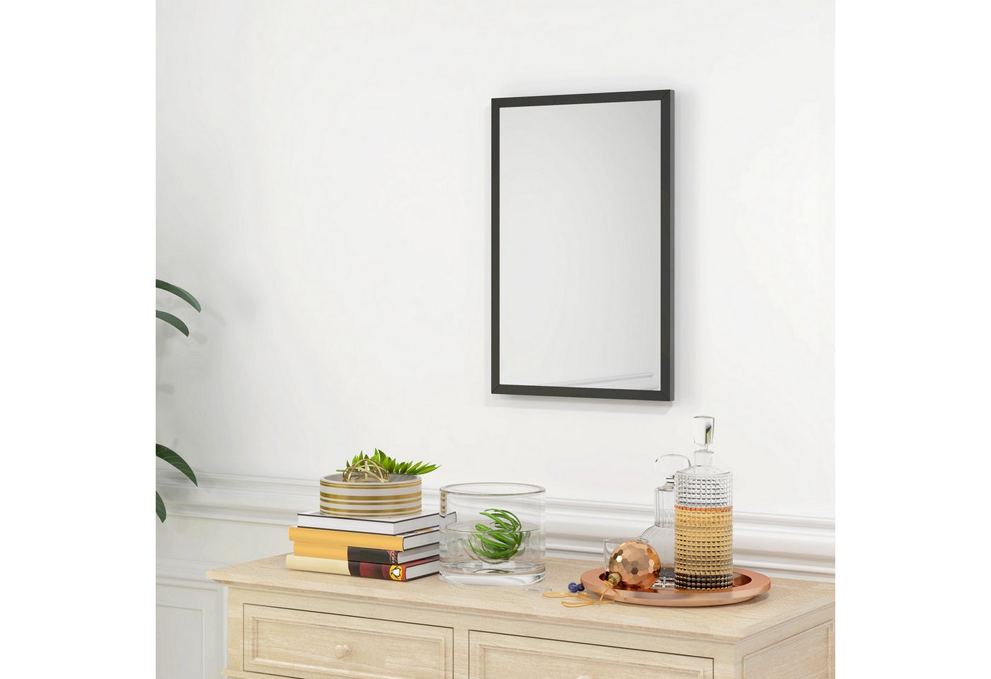 HOMCOM Wandspiegel MDF Glas 40L x 2B x 60H cm Schwarz Bild 2