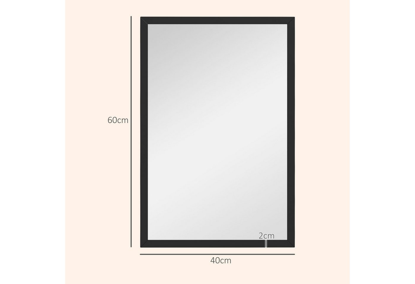 HOMCOM Wandspiegel MDF Glas 40L x 2B x 60H cm Schwarz Bild 5