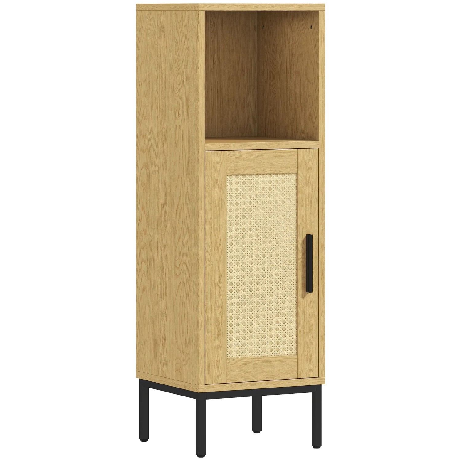 HOMCOM Badezimmerschrank Spanplatte Stahl 30 x 30 x 94 cm Naturholz
