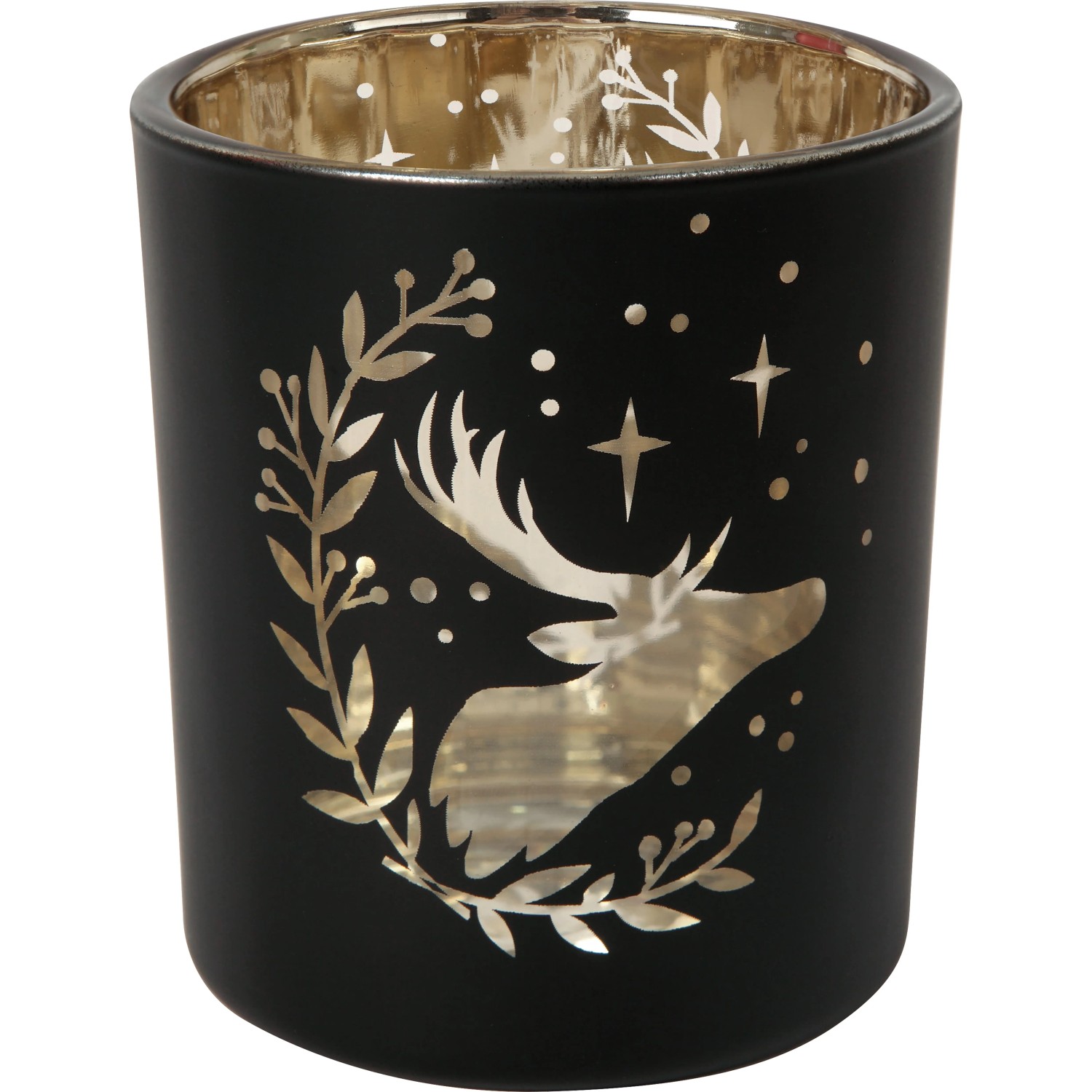 Teelicht-Glas Hirsch Schwarz Ø 7 cm x 8 cm 4-fach sortiert