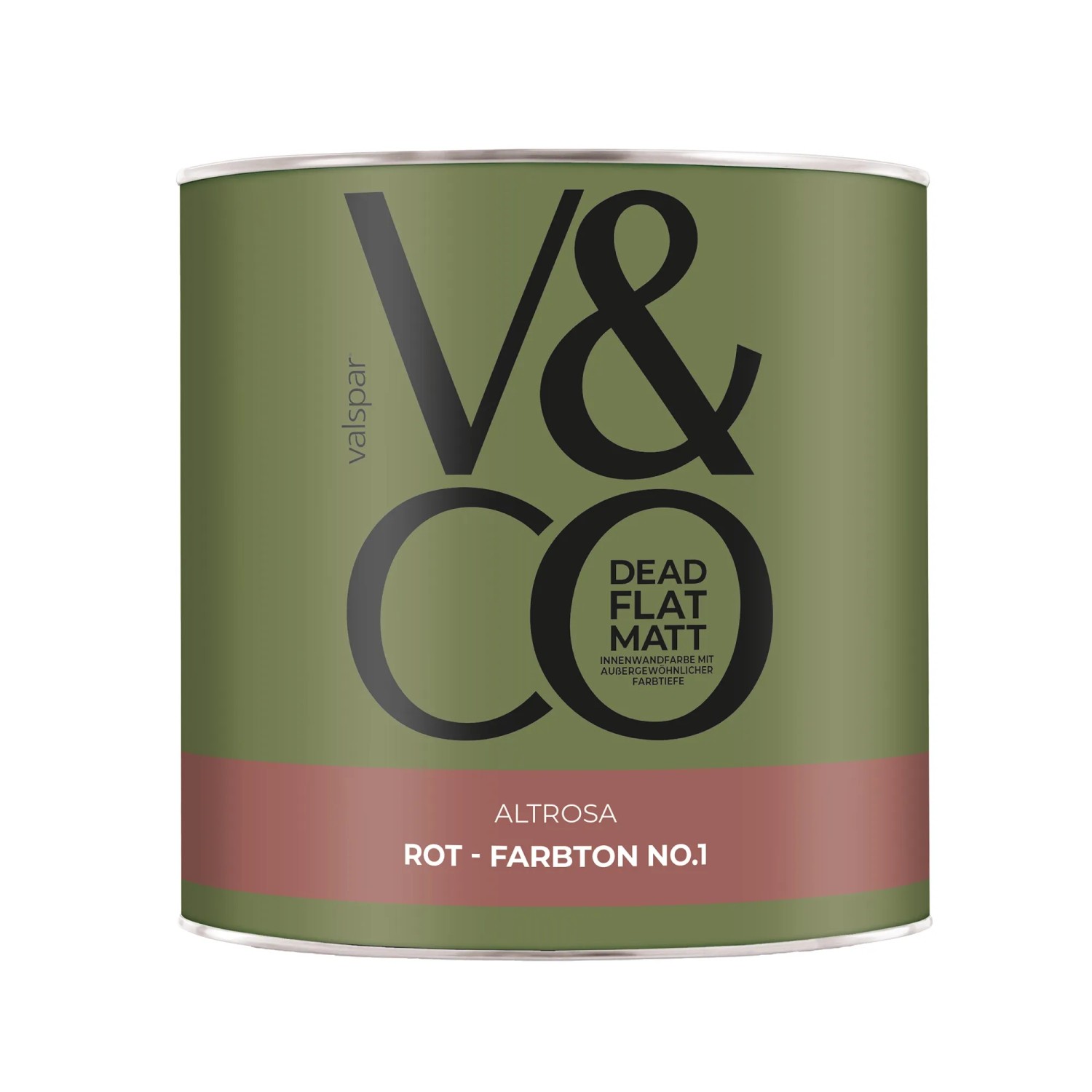 V&CO Premium-Innenfarbe Dead Flat Matt Rot Farbton 1 Altrosa 2,5,