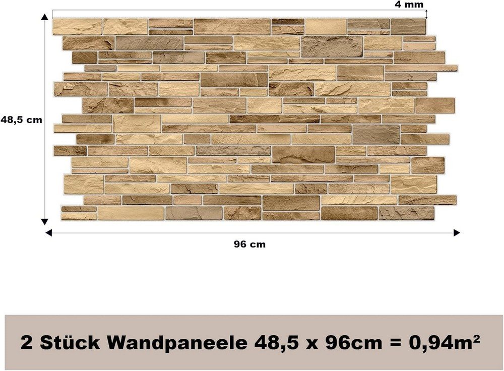 MDEKOR 3D Wandpaneel PVC Wandverkleidung 48,5x96 cm für Küche, Bad & mehr, (2-tlg) Model 0014, 2 Stück = 0,94 m2 Bild 5