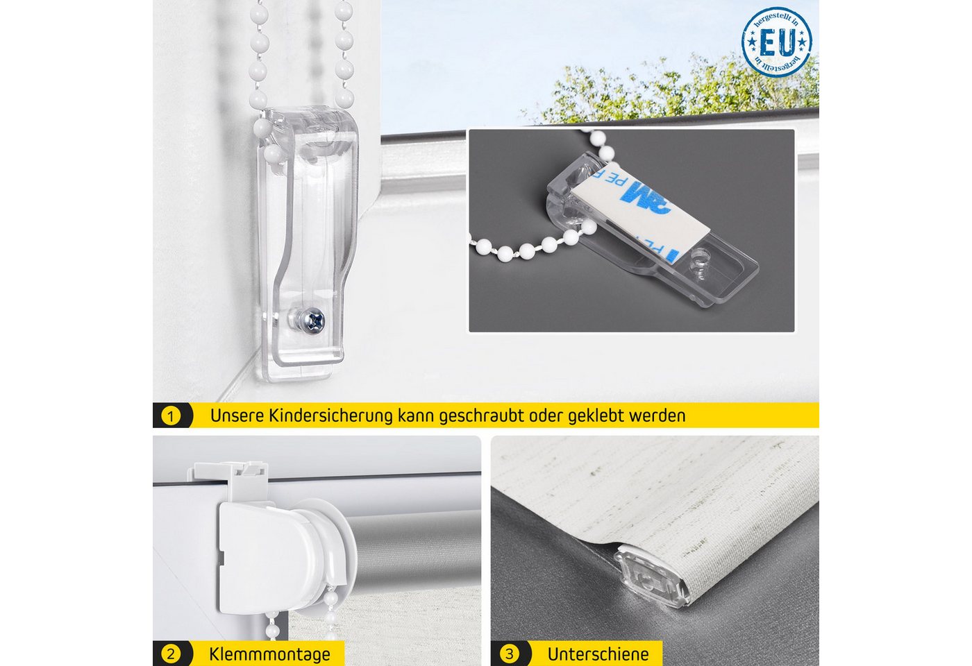 Verdunklungsrollo Thermorollo, 30 x 130 cm, weiß-strukturiert [Stoffbreite 26,6 cm], jalousiescout, verdunkelnd, ohne Bohren, freihängend, Klemmfix, Thermo-Rollo Vollverdunkelnd Thermo-Beschichtung, energiesparend Bild 4